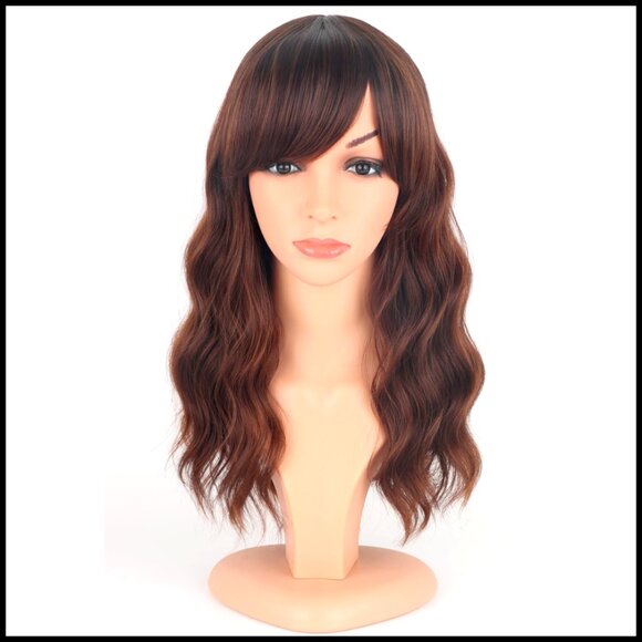 Synthetic Wavy Wig With Bangs Heat Resistant For Daily Use 16 Inch main image 7